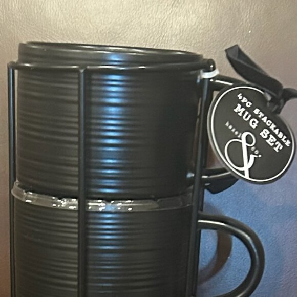 NWT Set of 4 Stackable Espresso Mugs With Rack - Picture 2 of 9